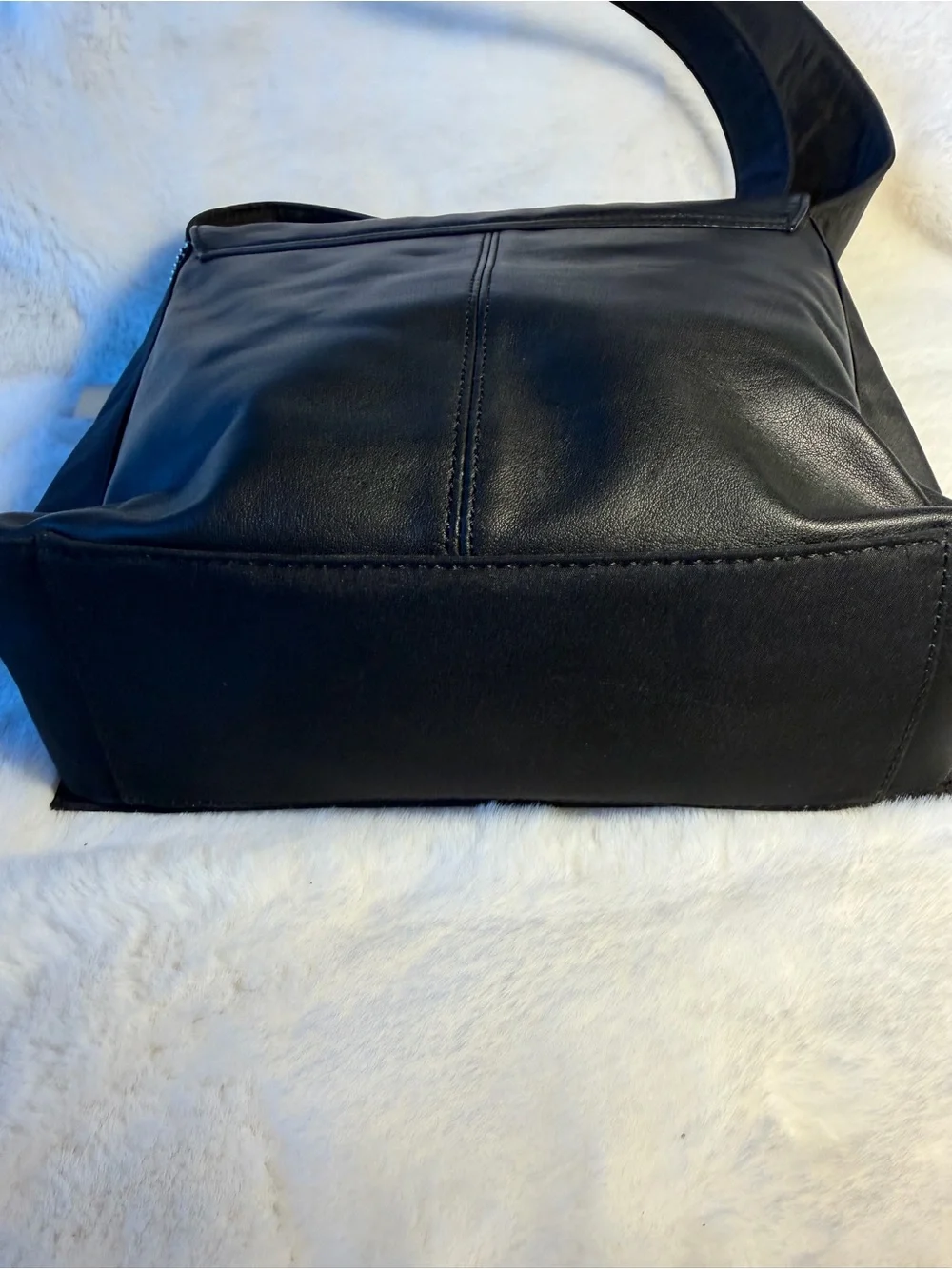 Kenneth Cole Black Leather and Nylon Shoulder / Messenger Bag